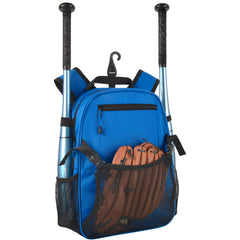 Youth Baseball & Softball Backpack with Bat + Glove Pockets - Blue