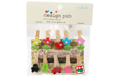 Flower Theme Wooden Clip with Twine