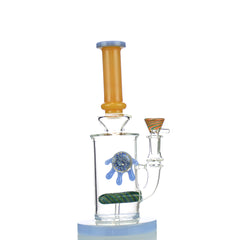 10" Water Pipe with Drippy Locket Art and L-Line perc and 14mm Male Bowl