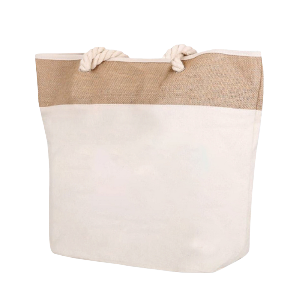 Jute & Canvas Tote Bag w/ Rope (Deliver In 4-6 weeks)