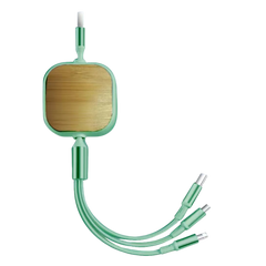 Wooden 3-in-1 Retractable Data Cable (Deliver in 4-6 weeks)