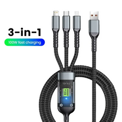 3-in-1 100W 5A Fast Charging USB To Type-C Micro Fast Charger