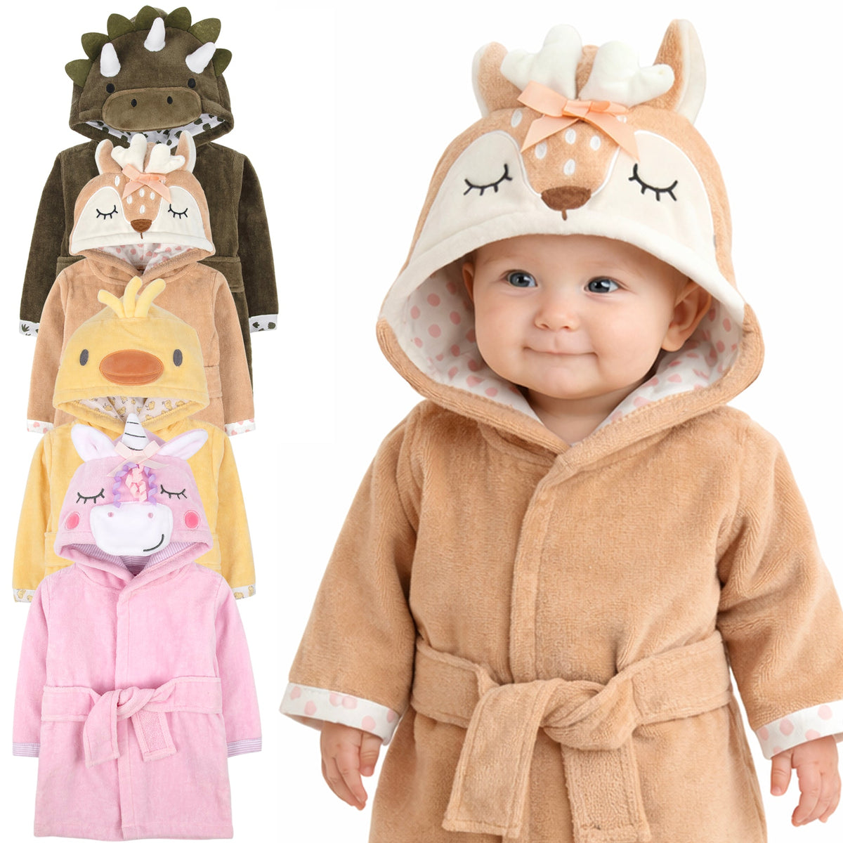 Baby Essentials Themed Velour Hooded Bathrobe