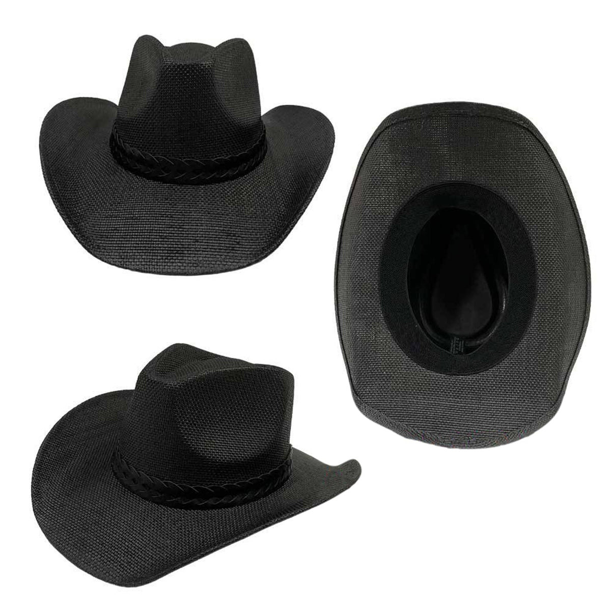 Black Men's Cowboy Straw Hat