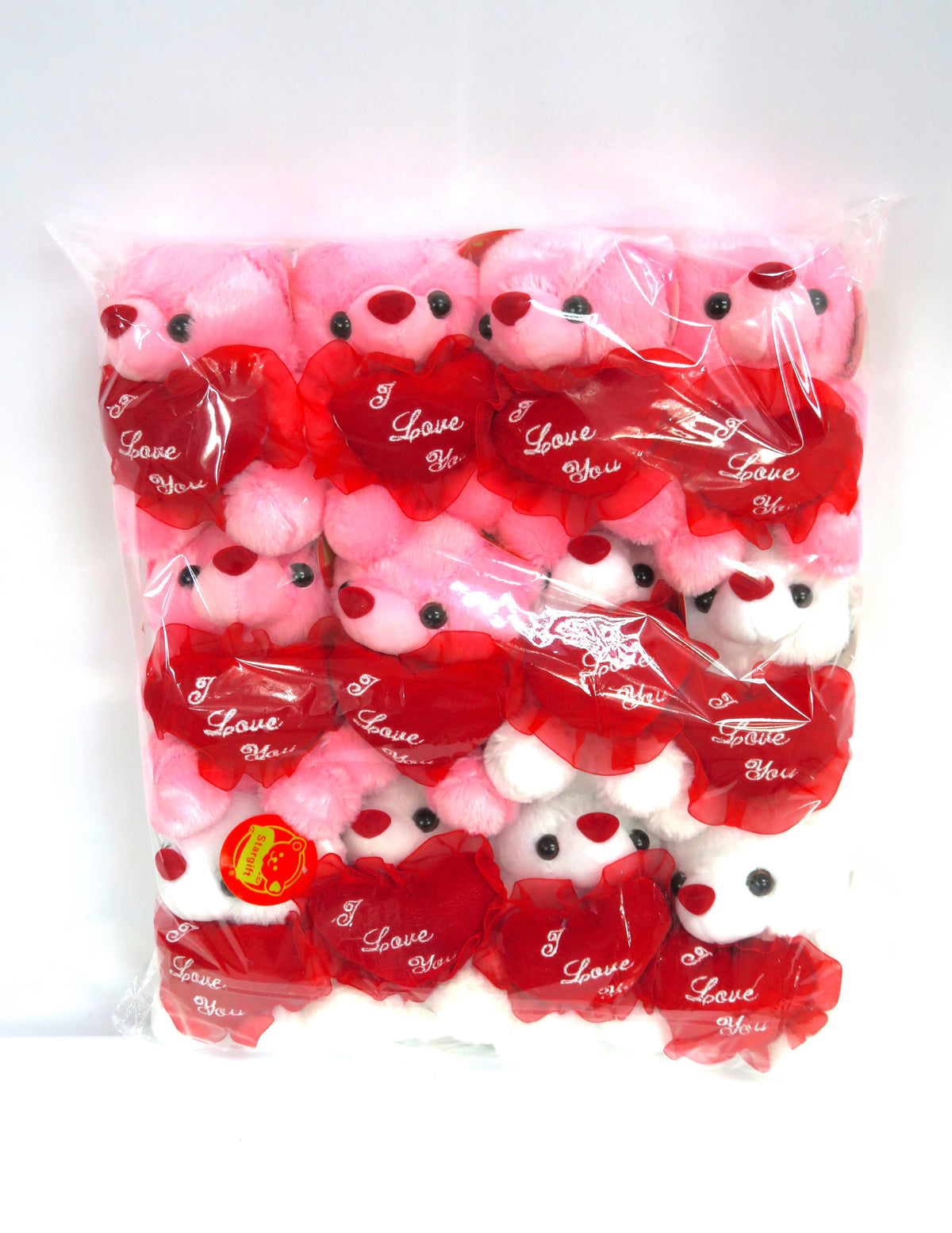 6" White & Pink Bears - Dozen