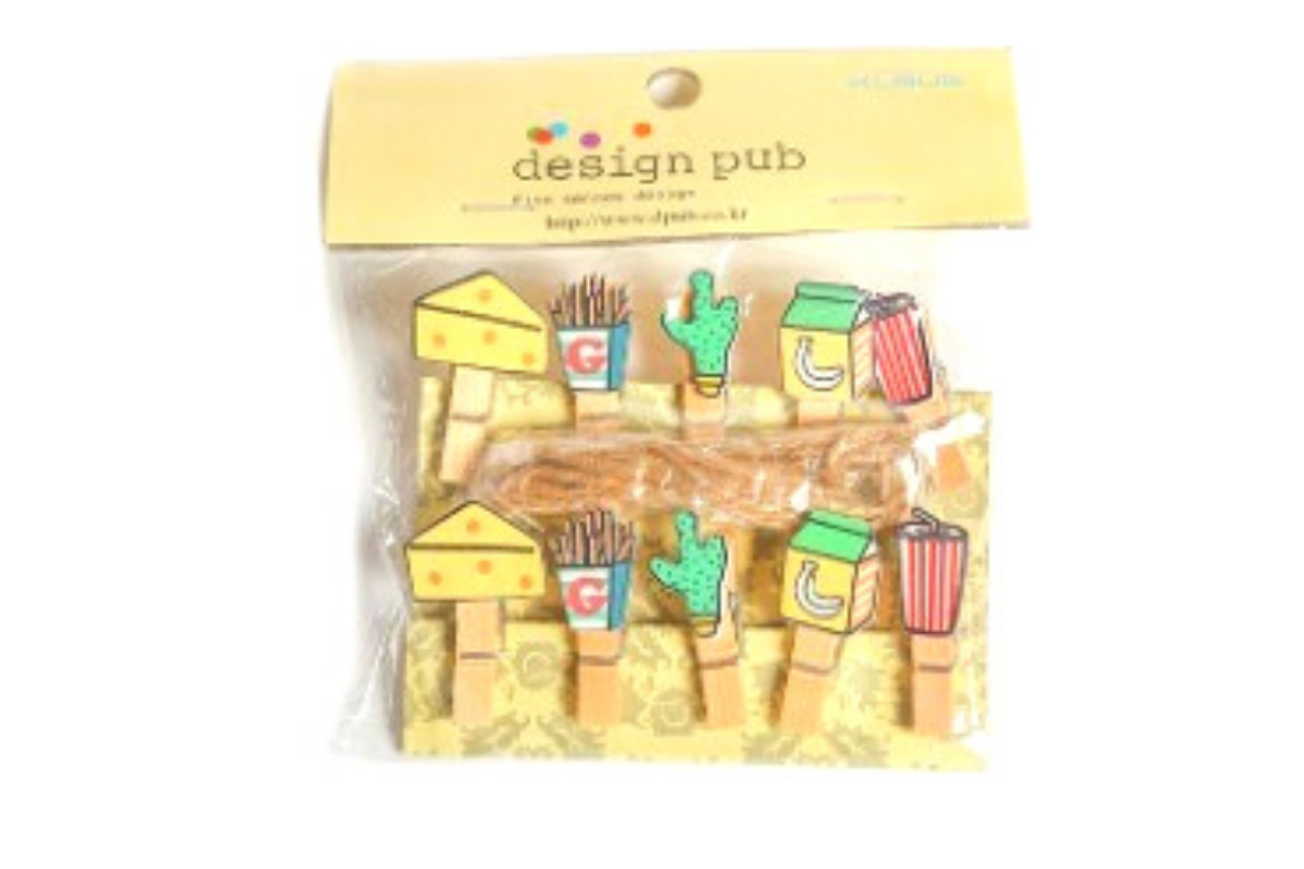 Food Theme Wooden Clip with Twine