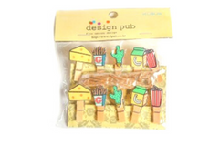 Food Theme Wooden Clip with Twine