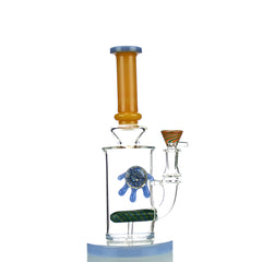 10" Water Pipe with Drippy Locket Art and L-Line perc and 14mm Male Bowl