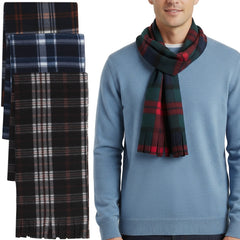 Adult Fleece Scarves 60" x 8" with Fringe - Plaid Assortment
