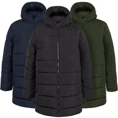 Men's Winter Hooded Puffer Coat - Dark Colors