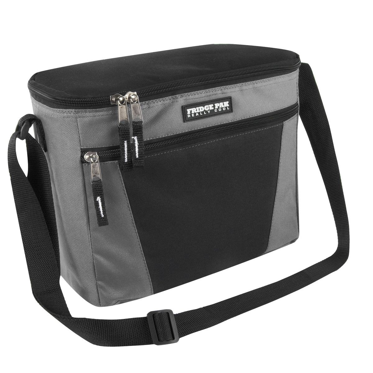 Fridge Pak 12-Can Cooler Bag With Front Zippered Pocket - Grey