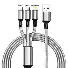 3 In 1 USB For iphone 14 Xiaomi Huawei Mate 40 Type C Cable