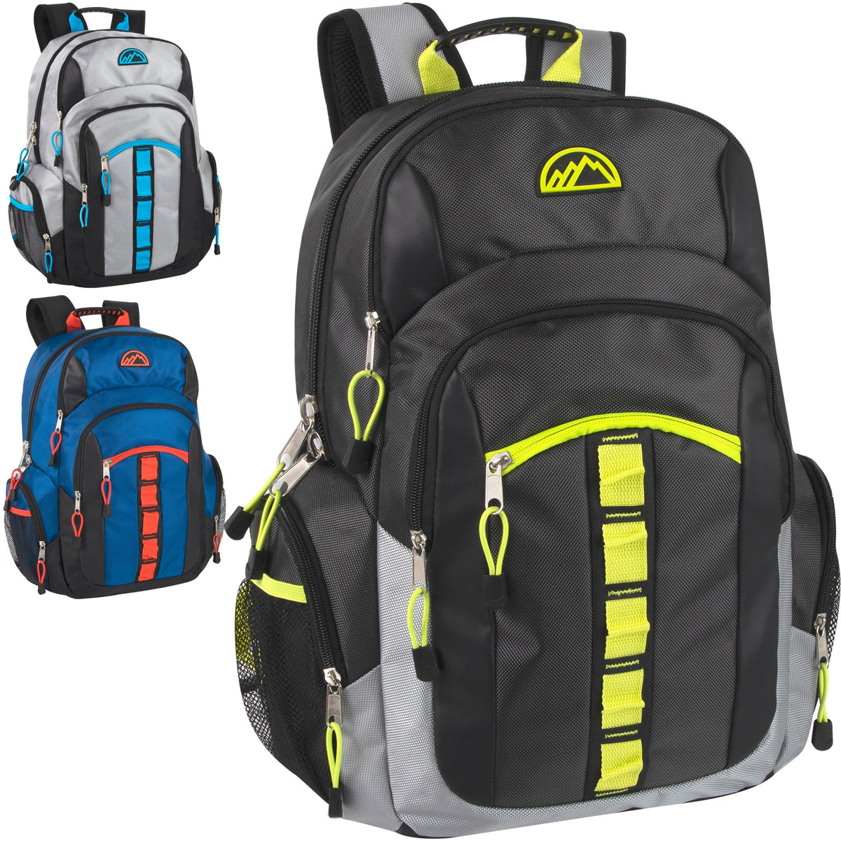 19-inch Bulk Multi Pocket Daisy Chain Backpack w Laptop Sleeve - 3 Colors