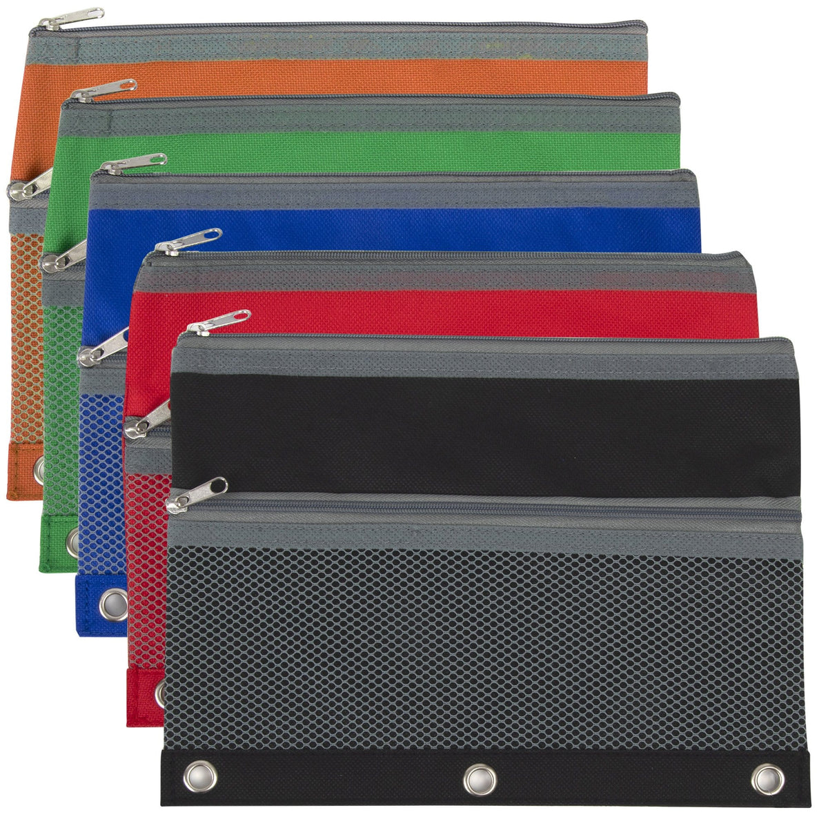 Bulk 3-Ring Binder Pencil Case with Mesh Pocket