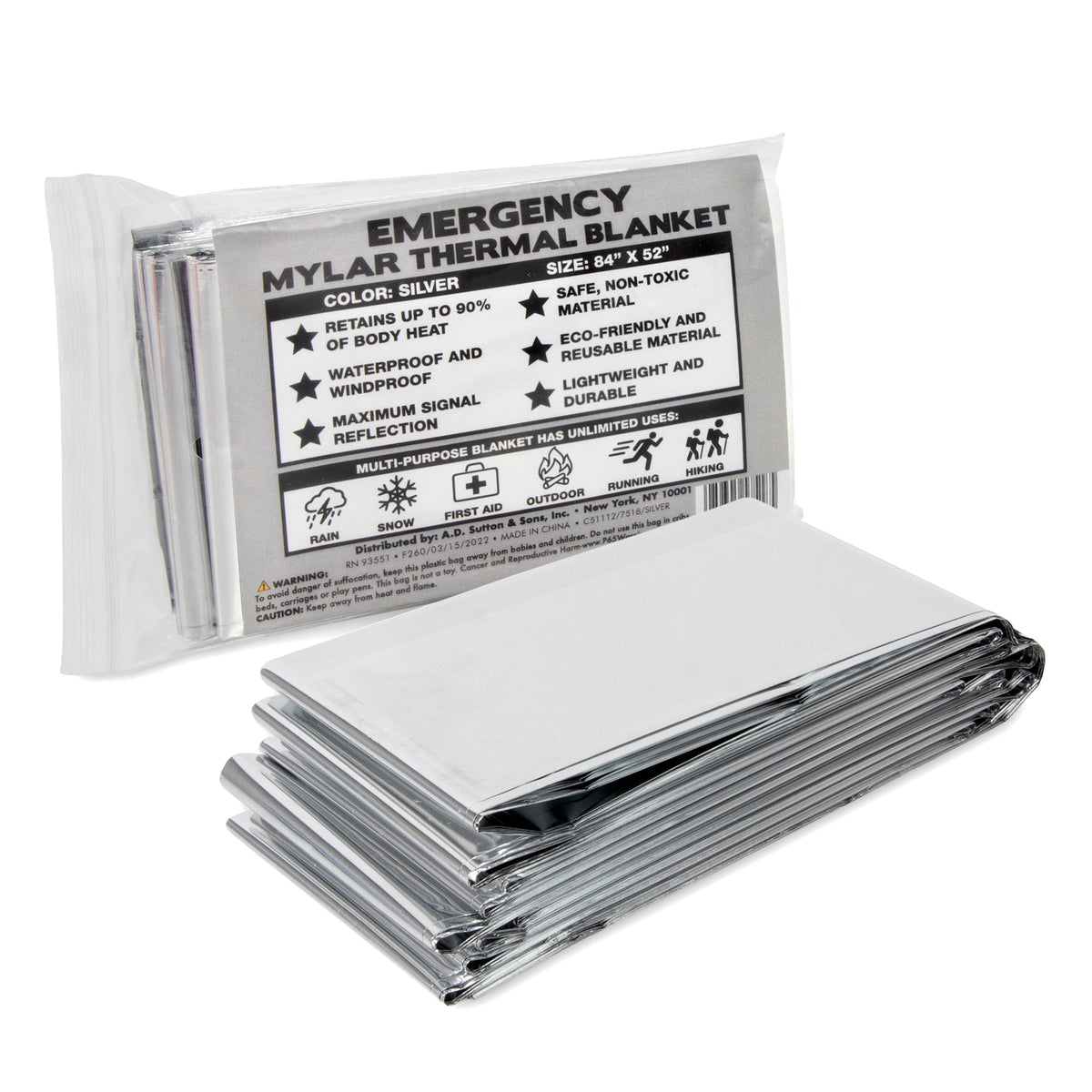 Bulk Mylar Emergency Space Blanket 84" x 52"