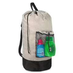 Laundry Bag Backpack with Front Mesh Pocket - Khaki