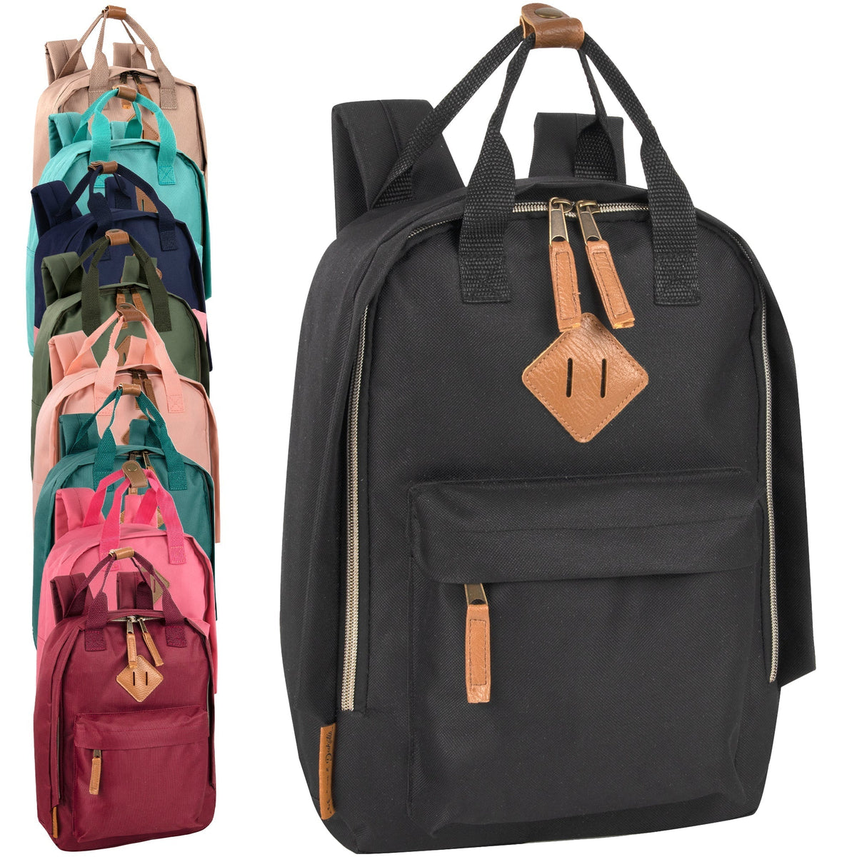 12-Inch Bulk Squared Mini Backpack with Twin Handle - 8 Colors