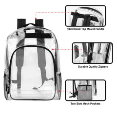 17-Inch Bulk Deluxe Clear Backpack with Side Pockets