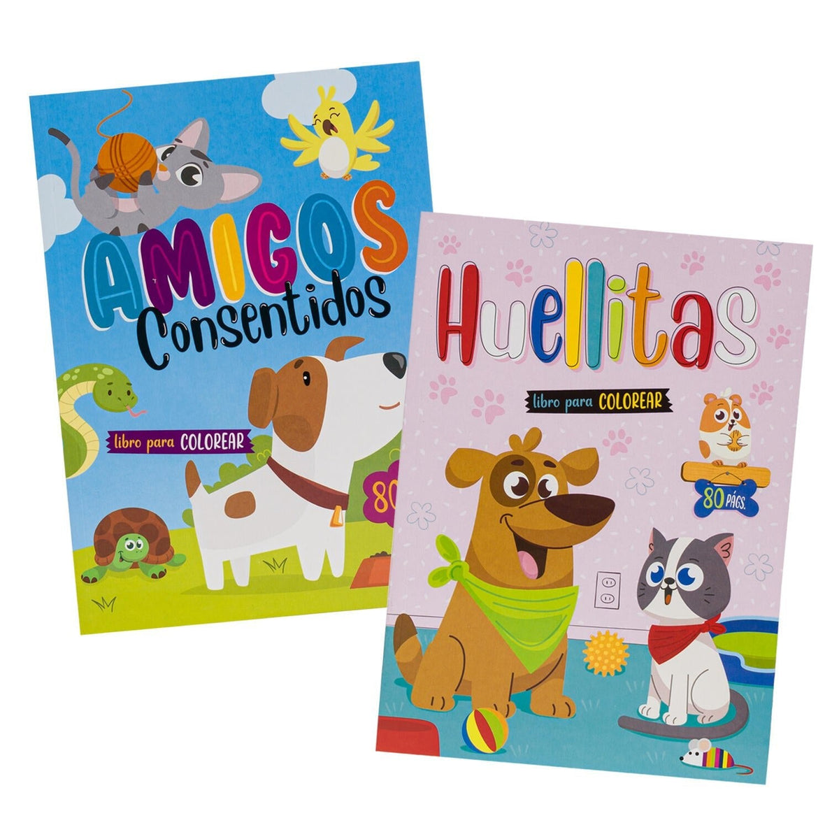 80-Page Spanish Pets Coloring Book -Includes 2 Coloring Books