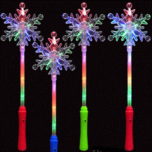 LIGHT UP FLASHING SNOWFLAKE WAND ( sold by the piece)