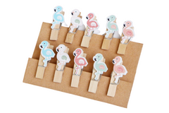 Flamingo Theme Wooden Clip with Twine