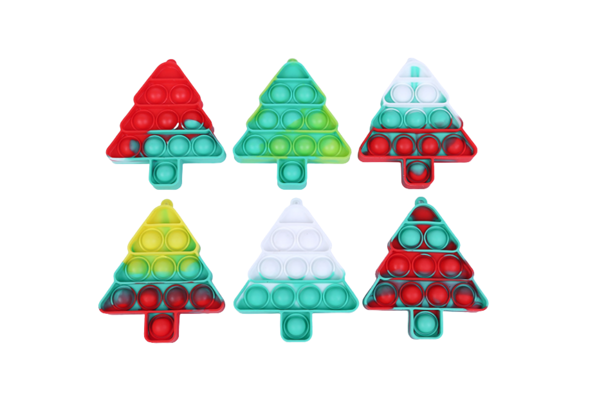 Christmas Tree Fidget Popper Keychain