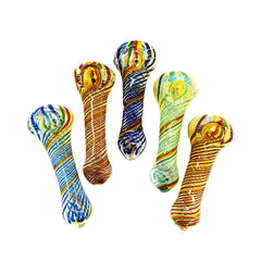 4.5" Sliver Fume Hand Pipe Swirling Art