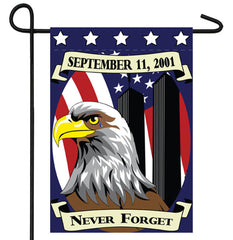 NEVER FORGET 911 -- 28" X 40" GARDEN FLAG ( sold by the piece )