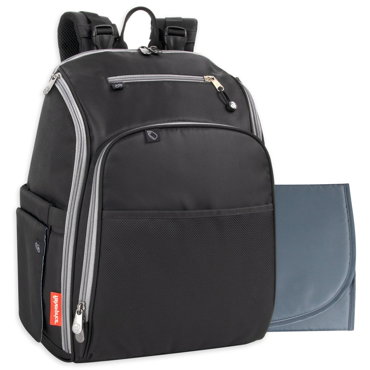 Fisher-Price Fastfinder Multi-Pocket Diaper Bag Backpack + Changing Pad - Gray Interior