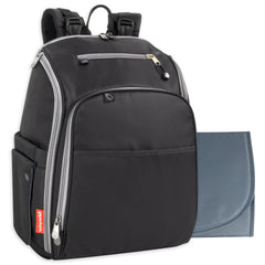 Fisher-Price Fastfinder Multi-Pocket Diaper Bag Backpack + Changing Pad - Gray Interior