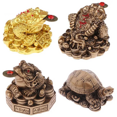 0907BA Feng Shui Toad Money LUCKY Fortune Wealth Chinese Golden Frog Toad Coin Home Office Decoration Lucky Gifts Tabletop Ornaments