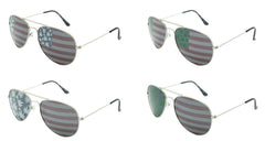 AMERICAN FLAG MARIJUANA POT LEAVES LENS AVIATOR SUNGLASSES ( sold by the dozen or piece )