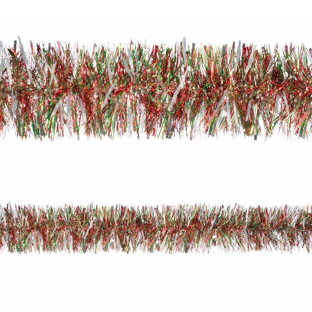 Garland Red Green Silver Tinsel 9' (EACH)