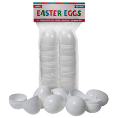 Empty Plastic Easter Eggs - White 2-1/3" (DZ)