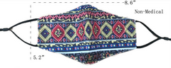 Aztec print face Mask with Filter Sleeve. Washable & reusable! (sold by the piece or dozen)