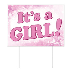 Plastic It's A Girl Yard Sign 11.5" x 15.5" (EACH)