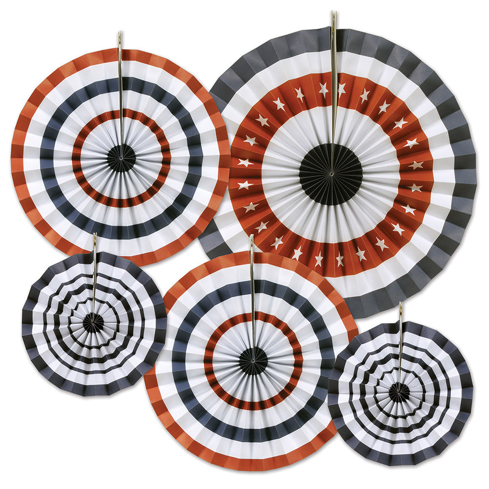 Patriotic Accordion Paper Fan Assortment (5 PACK)
