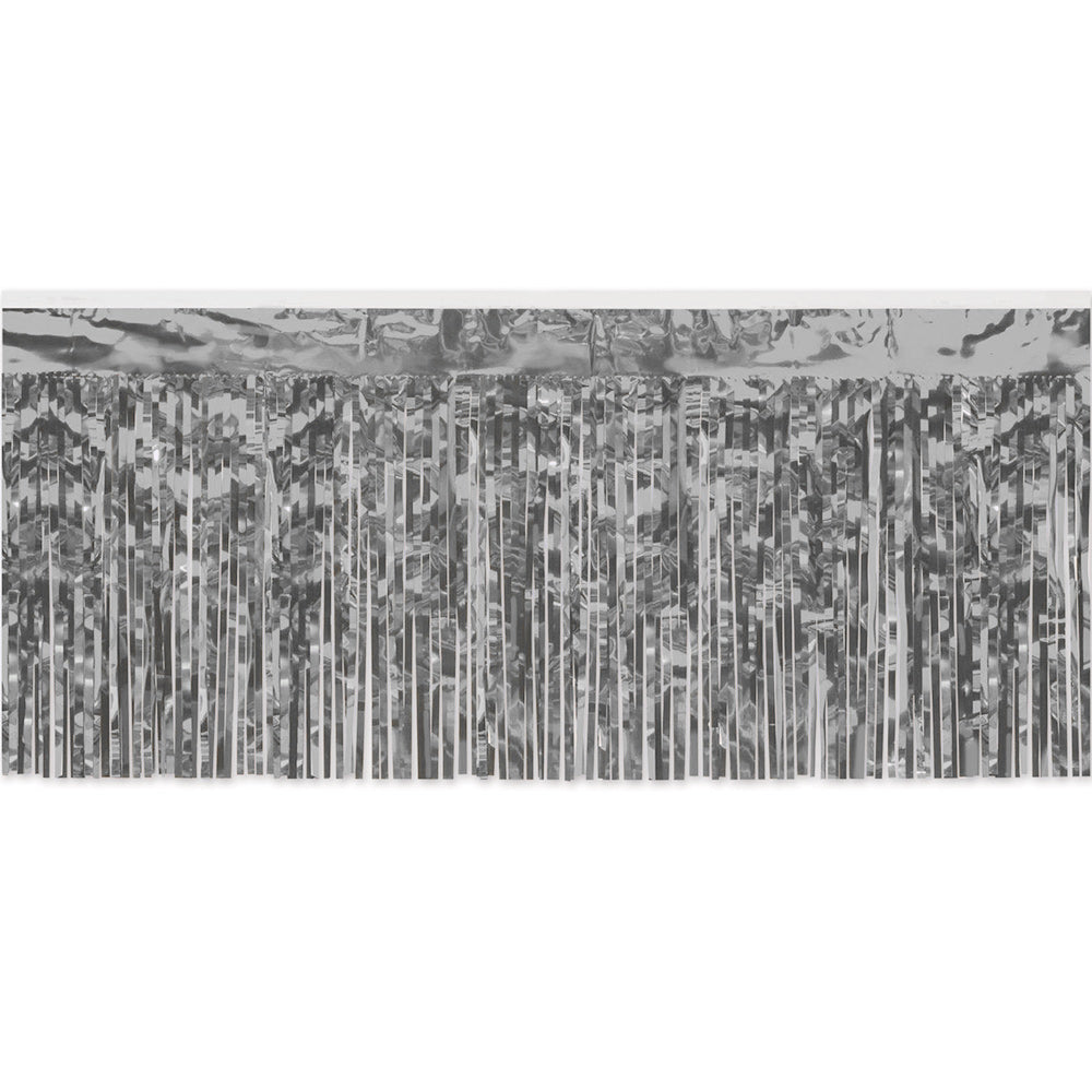Silver 1-Ply Metallic Fringe Drape 15" x 10' (EACH)