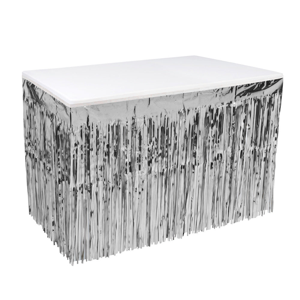 Silver 1-Ply Metallic Fringe Skirting 30" x 14' (EACH)