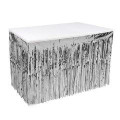 Silver 1-Ply Metallic Fringe Skirting 30" x 14' (EACH)