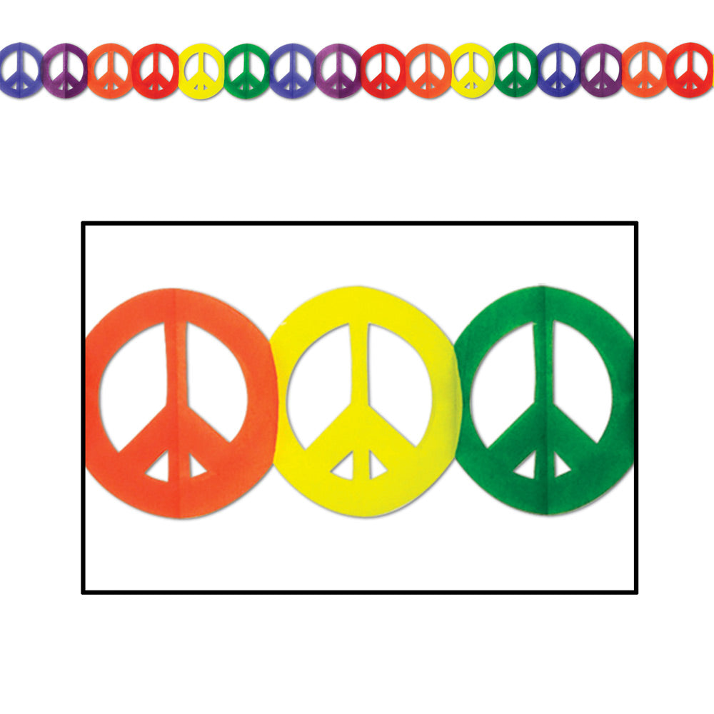 Garland - Rainbow Peace Sign 12' (EACH)