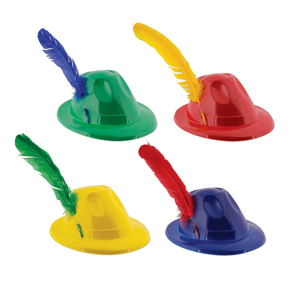 Alpine Hat - Plastic With Feather Assorted (EACH)