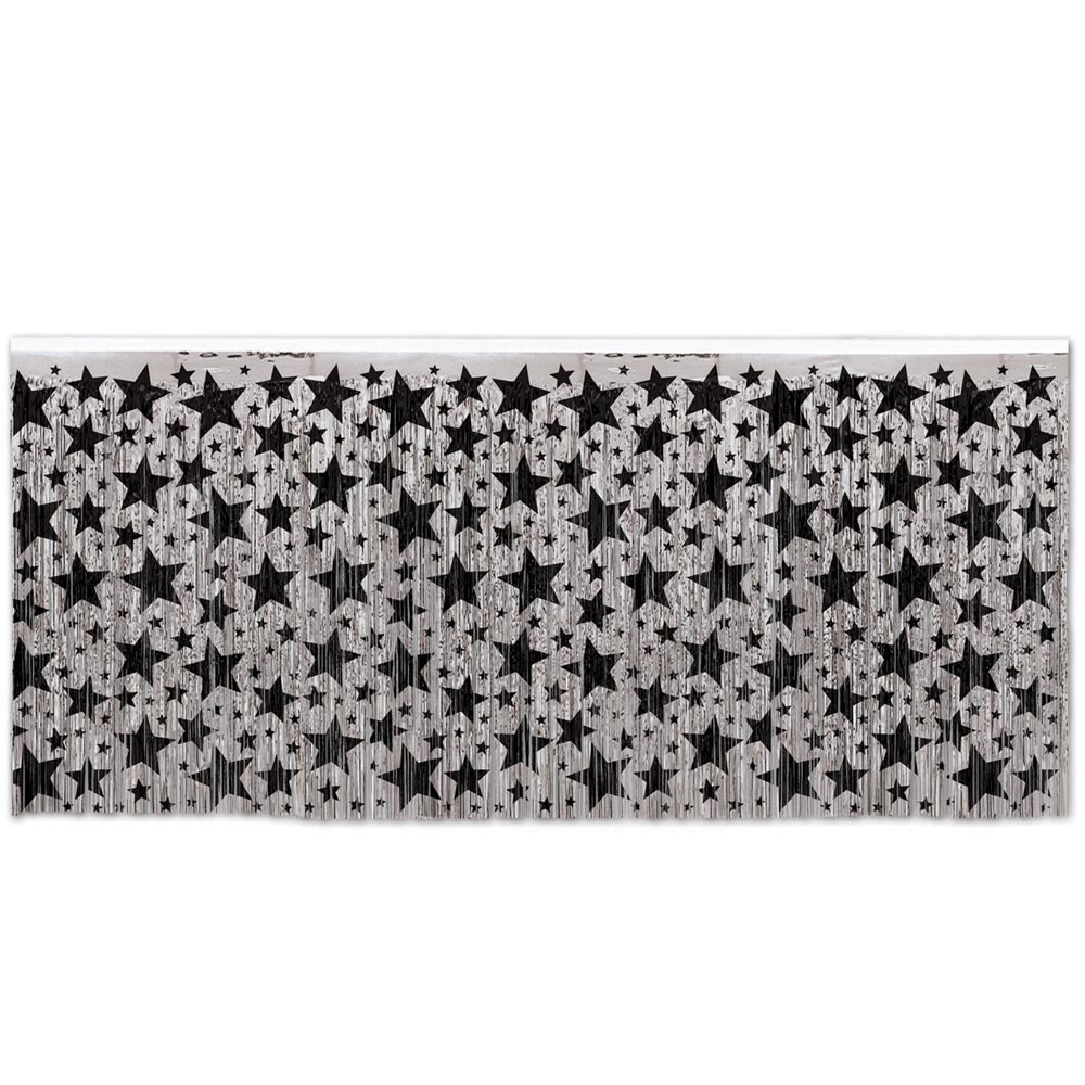 Table Skirt - Silver With Black Stars 30" x 14' (EACH)