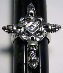FOUR SKULL CROSS DELUXE BIKER RING (Sold by the piece) *