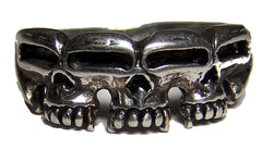 ILLUSION TRIPLE SKULL BAND BIKER RING ( sold by the piece )  *