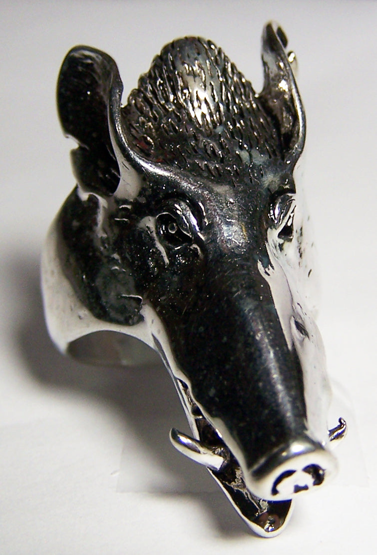 PIG / WILD BOAR HEAD BIKER RING  (Sold by the piece)