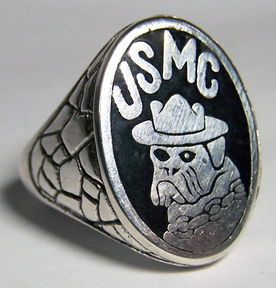 USMC BULLDOG US MARINES SILVER DELUXE BIKER RING (Sold by the piece) *
