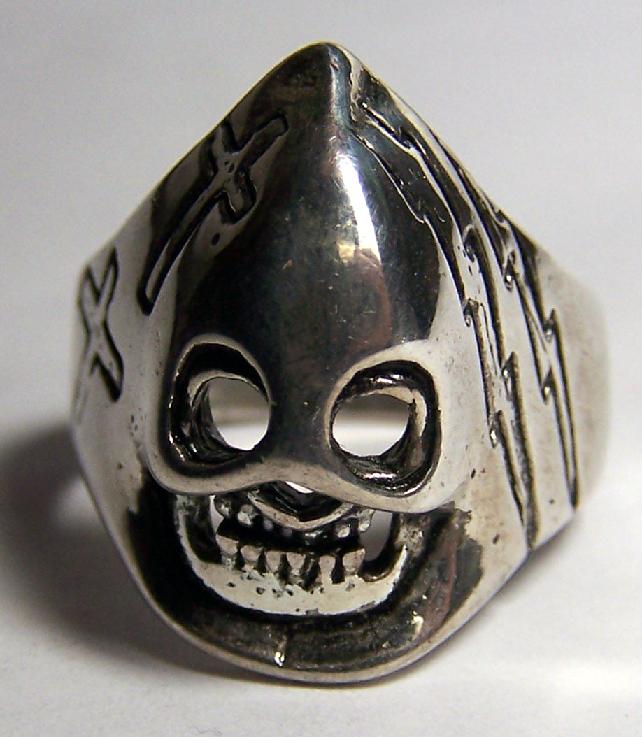 HOODED SKULL W CROSSES BIKER RING (Sold by the piece) *-  CLOSEOUT AS LOW AS $ 1.00