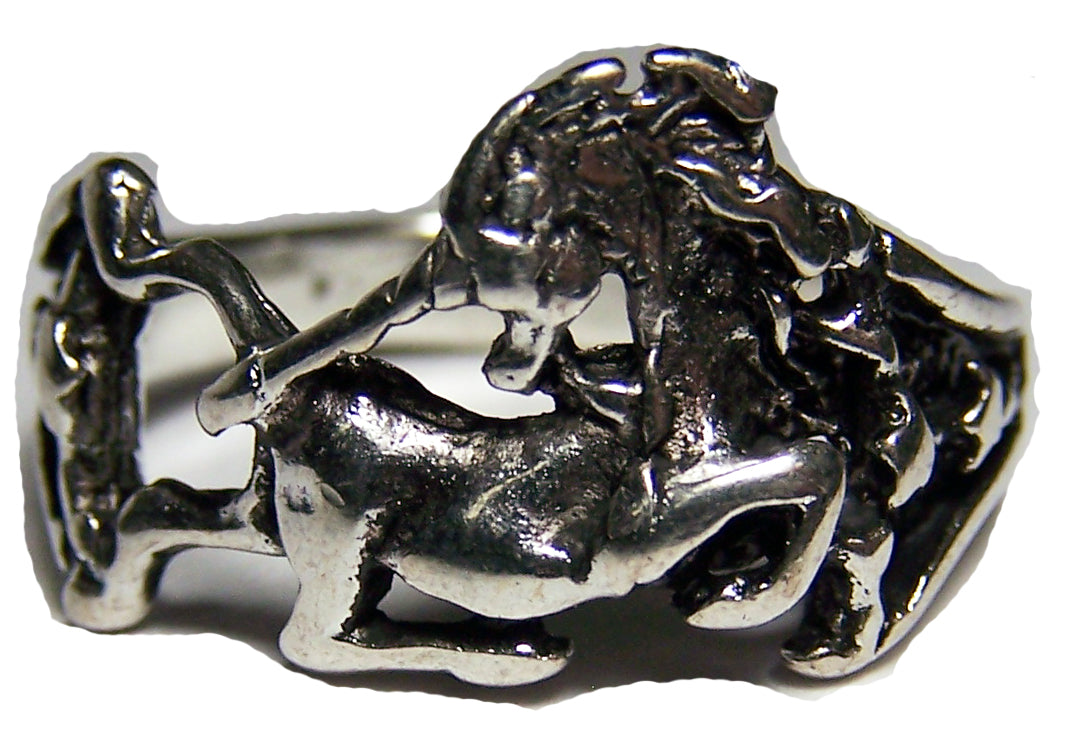 SITTING UNICORN ELUXE SILVER BIKER RING (Sold by the piece)