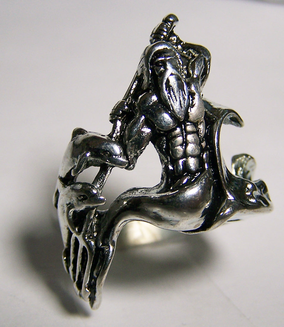 POSEIDON GREEK GOD OF SEA BIKER RING  (Sold by the piece) * CLOSEOUT 2.95 EA